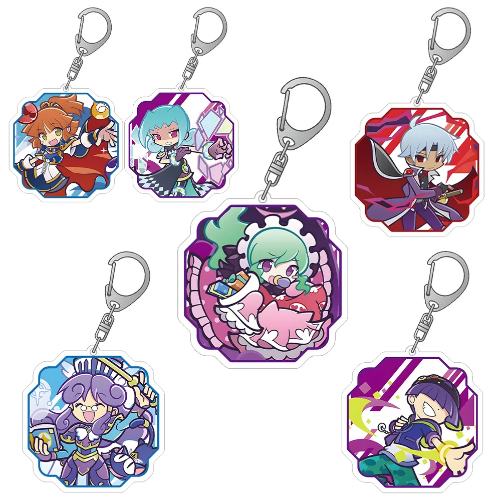 Juegos de cubos populares Puyo Puyo Arle Nadja Sig Schezo Wegey Amitie Carbuncle Rulue Satan Klug figura de Anime colgante de llavero acrílico