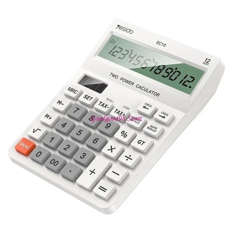 12 Digit Office Calculation Machine with Large LCD Screen, Solar Battery Operation and Clear Control Layout for Daily Desk