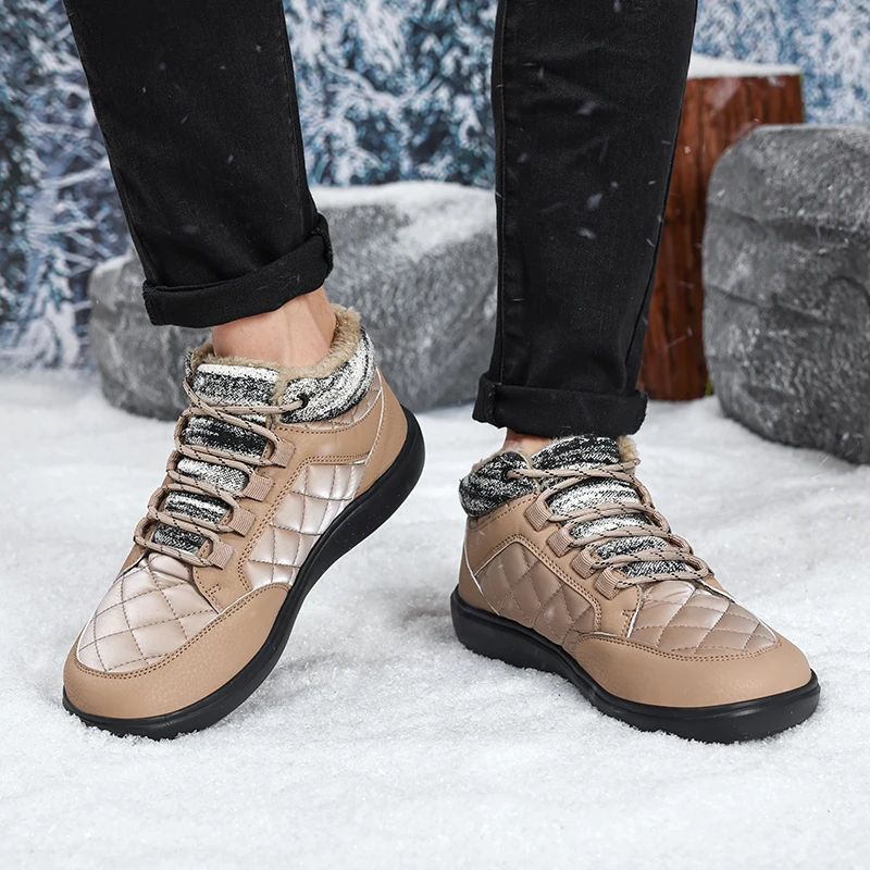 Botas de invierno para hombre, impermeables, con forro de felpa, ideales para parejas, para usar en la nieve, antideslizantes, para senderismo, botas de trabajo para hombre, botas de caña alta.