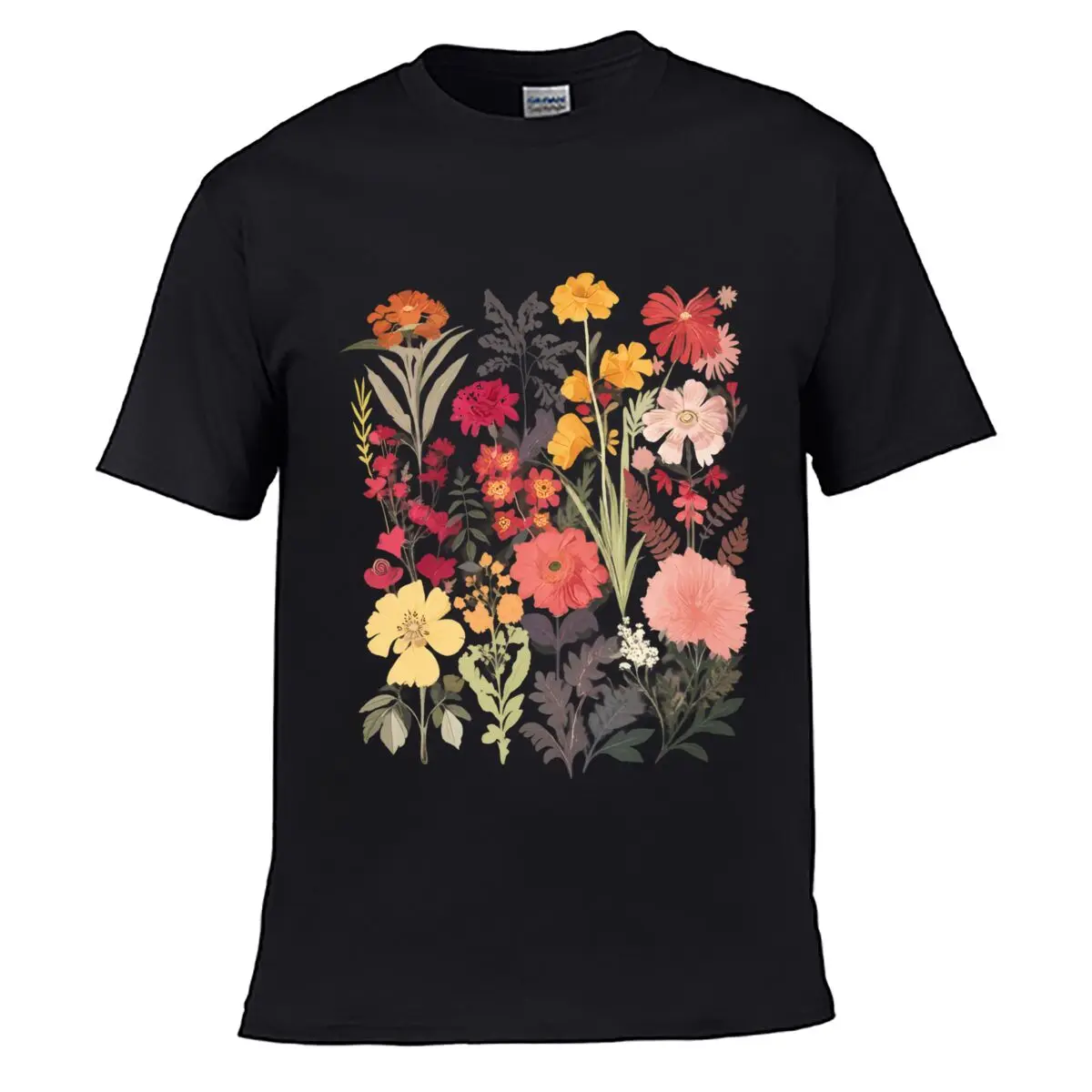 Colorful Wildflower Botanical Floral Garden Bouquet Illustration Street Loose Simple Tee
