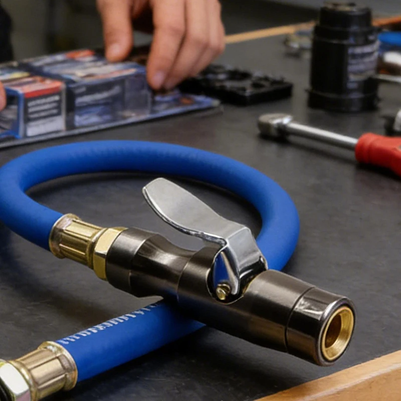 DTA6 Car Pressure Gauge Inflation Nozzle Tire Pressure Gauge Inflation Clamp Self-locking Air Chuck for Compressor Tire Inflator
