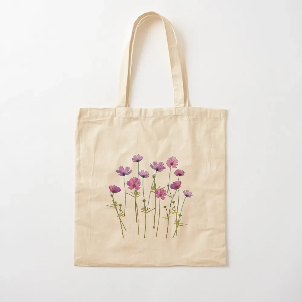Pink Cosmos Flowers Watercolor Tote Bag handbag bags luxury women Women's beach bags