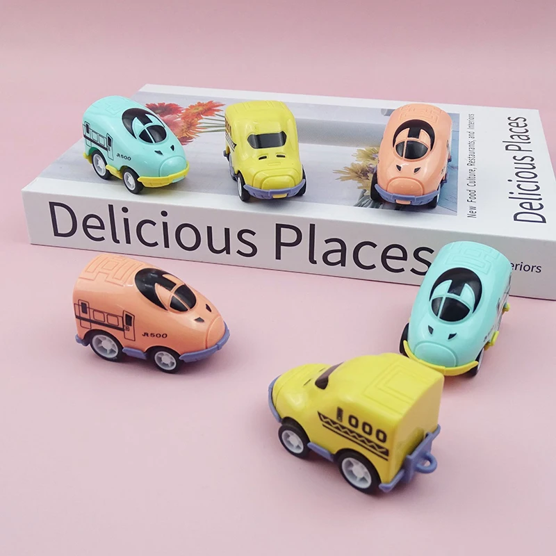 5Pcs Children's Mini Pull Back Train Cartoon Cute Car Toys Kindergarten Reward Kids Puzzle Toys Boys Fun Holiday Birthday Gift