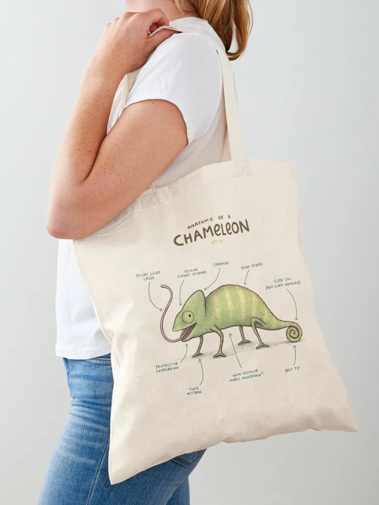 

Anatomy of a Chameleon Tote Bag tote bags men female bag Canvas stote bag Women bags