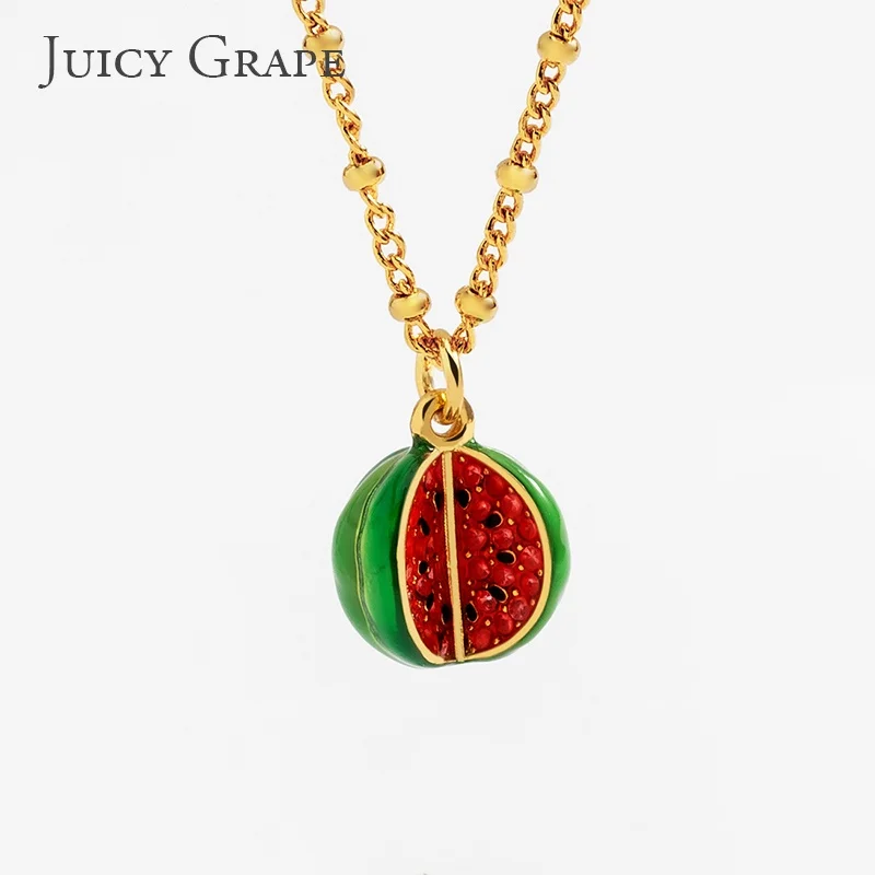 

Juicy Grape Watermelon Pendant Necklace Fruit Pendant Handmade Enamel Pendant Necklace Luxury Gift Birthday Party Engagement