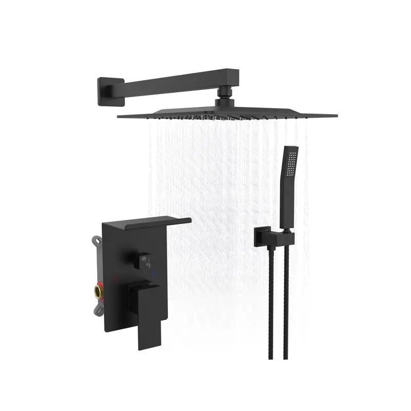 

High Pressure 10 Inch Rainfall Shower System with Storage Rack, Wall Mount Luxury Shower Set in Brushed Nickel Finish