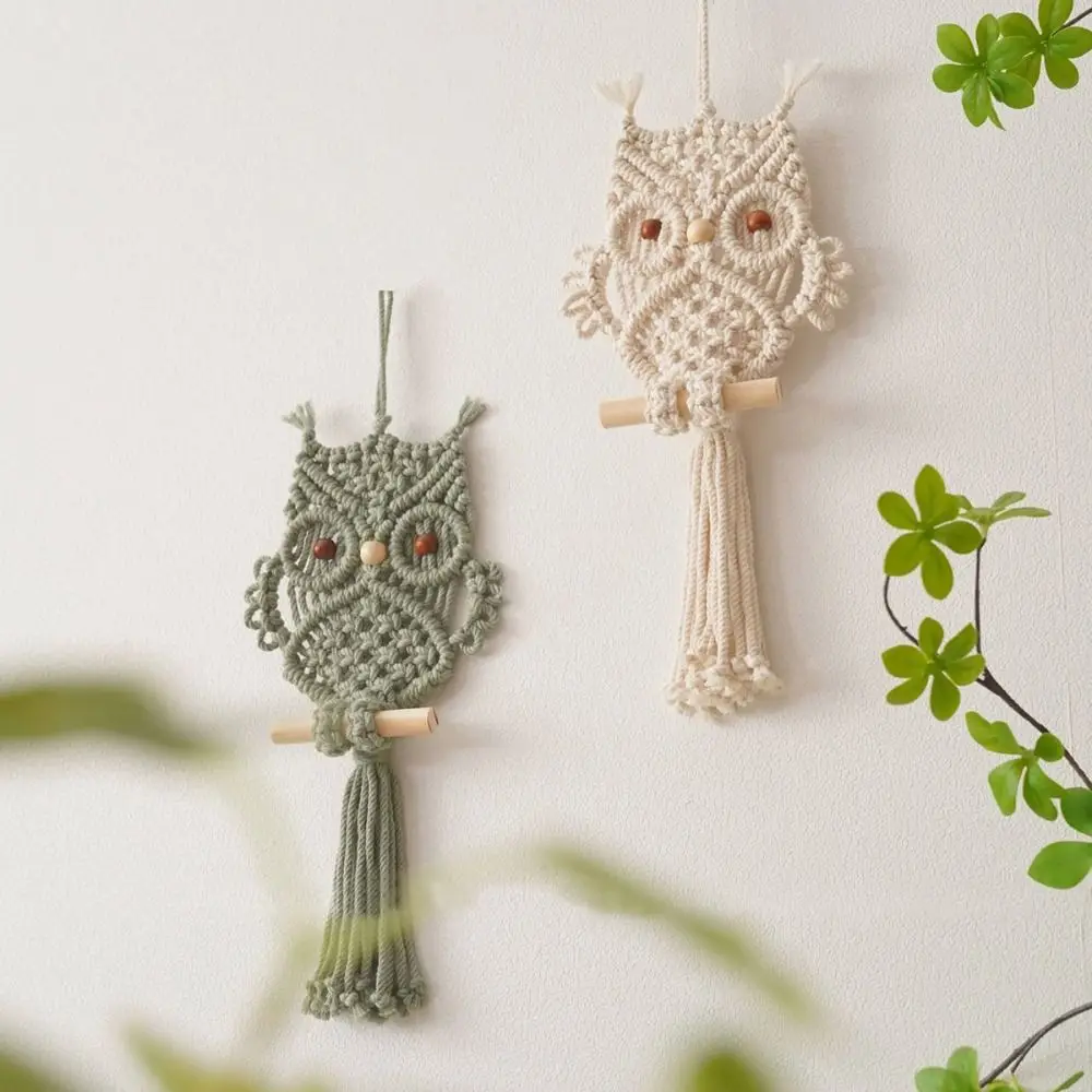 

Funny Handmade Owl Woven Tapestry Unique Animal Design Wall Hanging Pendant Ornament INS Woven Bohemian Tapestry Wall Decor