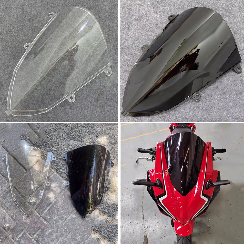 Motorcycle Double Bubble Windshield Windscreen For 2019 2020 2021 2022 2023 Honda CBR500R CBR400R CBR 500 400 R Black Iridium