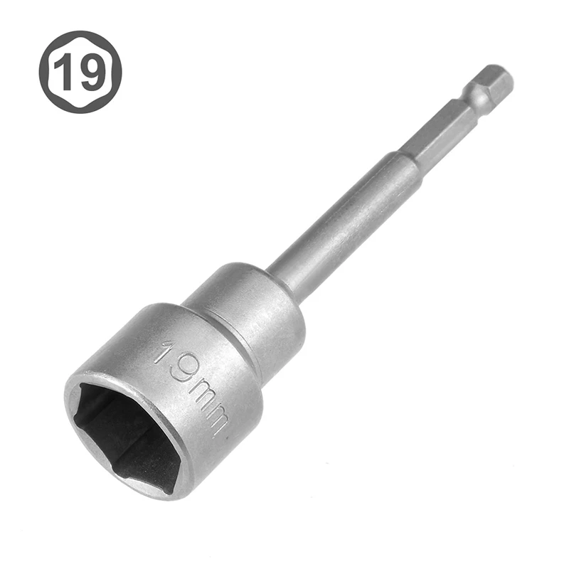 1pcs 10mm 13mm 19mm Hex Sockets Hex Shank Nut Sockets Driver Nut Driver 1/4" Quick Change Screwdriver Kit 100mm 4" Length