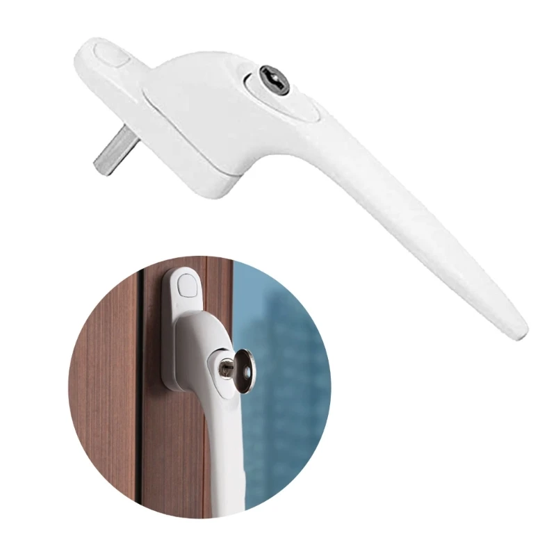 2Pcs Aluminum Alloy Window Handles Lock With Key & Screws Balcony Door Handle Lockable Double Glazing Window Handle