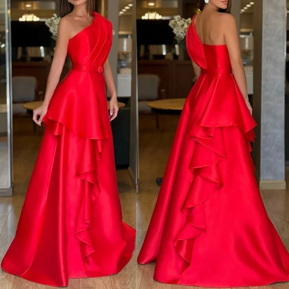 Maßgeschneiderte sexy, schulterfreie, ärmellose Abendkleider aus Satin, elegantes, bodenlanges Kleid, exquisite, hochwertige Ball- und Partykleider