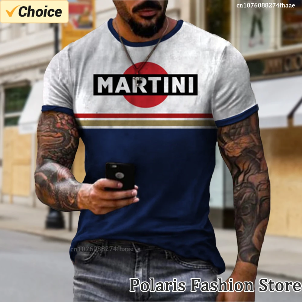 Summer Men Martini Racing Tshirt Vintage T Shirt Short Sleeve Tees 3D Print Male Casual Oversized Tops Hombre Camisete