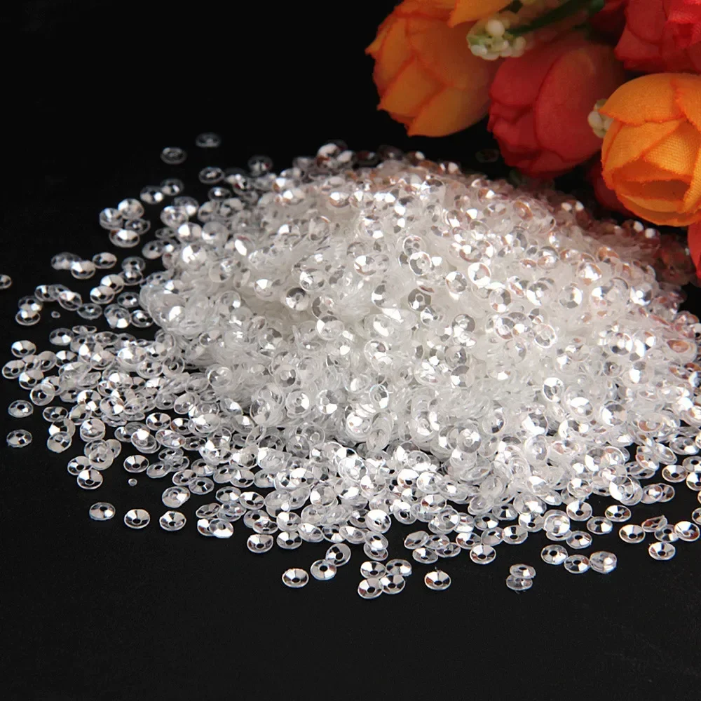 Sequin Crystal Transparent 3mm 4mm 5mm 6mm Pvc Round Flat Cup Loose Sequins Paillette Sewing Wedding Craft DIY Accessories 20g