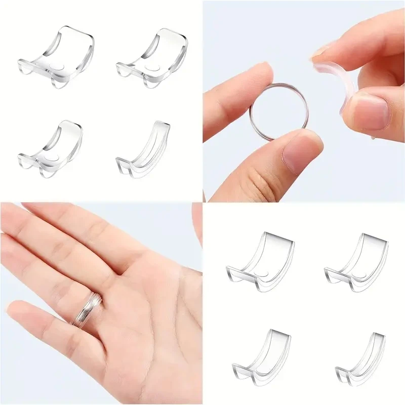 8pcs Plastic Ring Size Adjuster Set - Transparent Ring Adjustment Pad for Fixing Loose Rings - Essential Wedding Ring Reducer