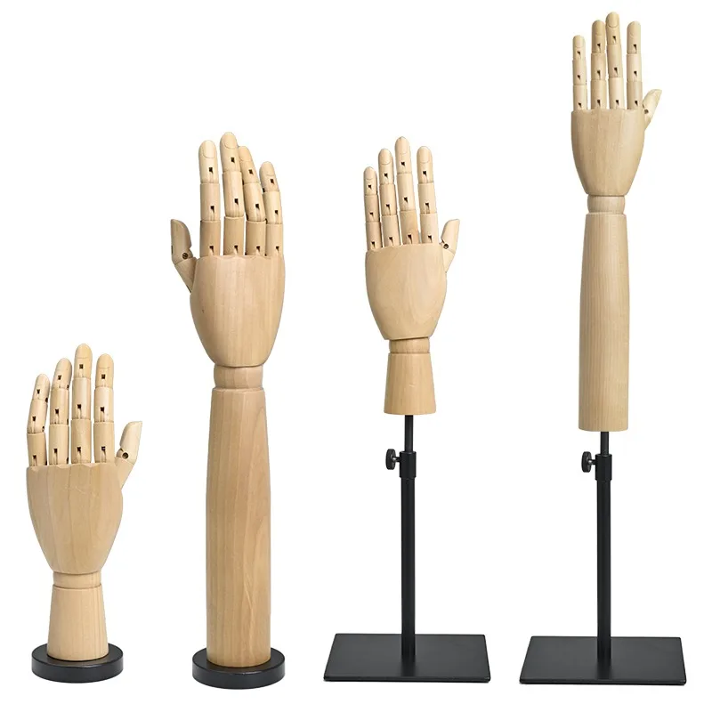 Adjustable Wooden Mannequin Hand  Jewelry Display Stand Nature Color Wooden Arms for Ring Bracelet Showcase