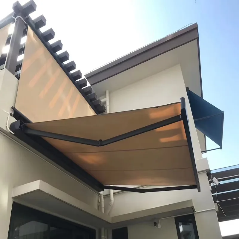 Motorized Retractable Rain Canopy HDPE Sail Aluminum Frame Remote Control Customizable Sizes for Terrace Patio
