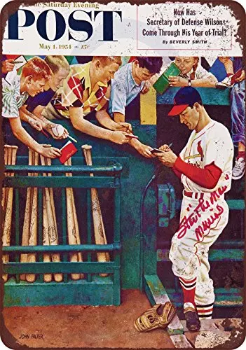 Stan Musial Saturday Evening Post Vintage Look Reproduction Metal  USA