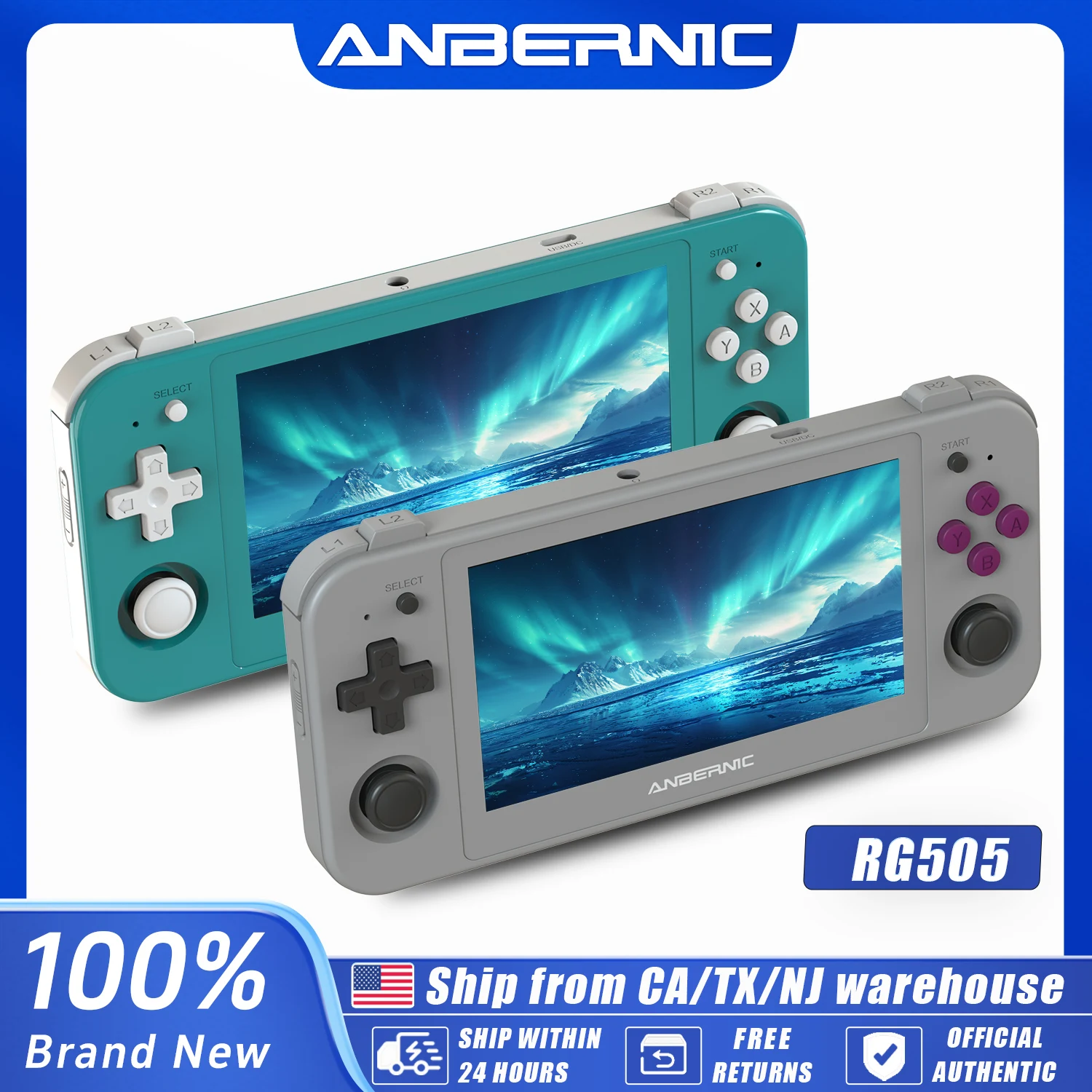 Anbernic RG505 Handheld Game Console Android 12 System Unisoc Tiger T618 4.95-INCH OLED With Hall Joyctick OTA Update Gift