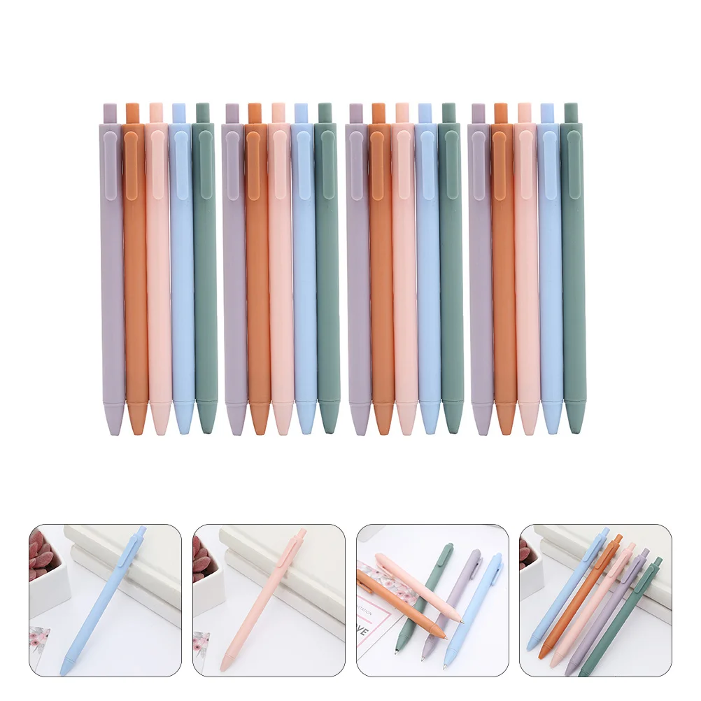 

20Pcs Press Type Gel Pen Candy Color Plastic Body Office Signature Creative Student Writing Supplies Press Type Gel Pen