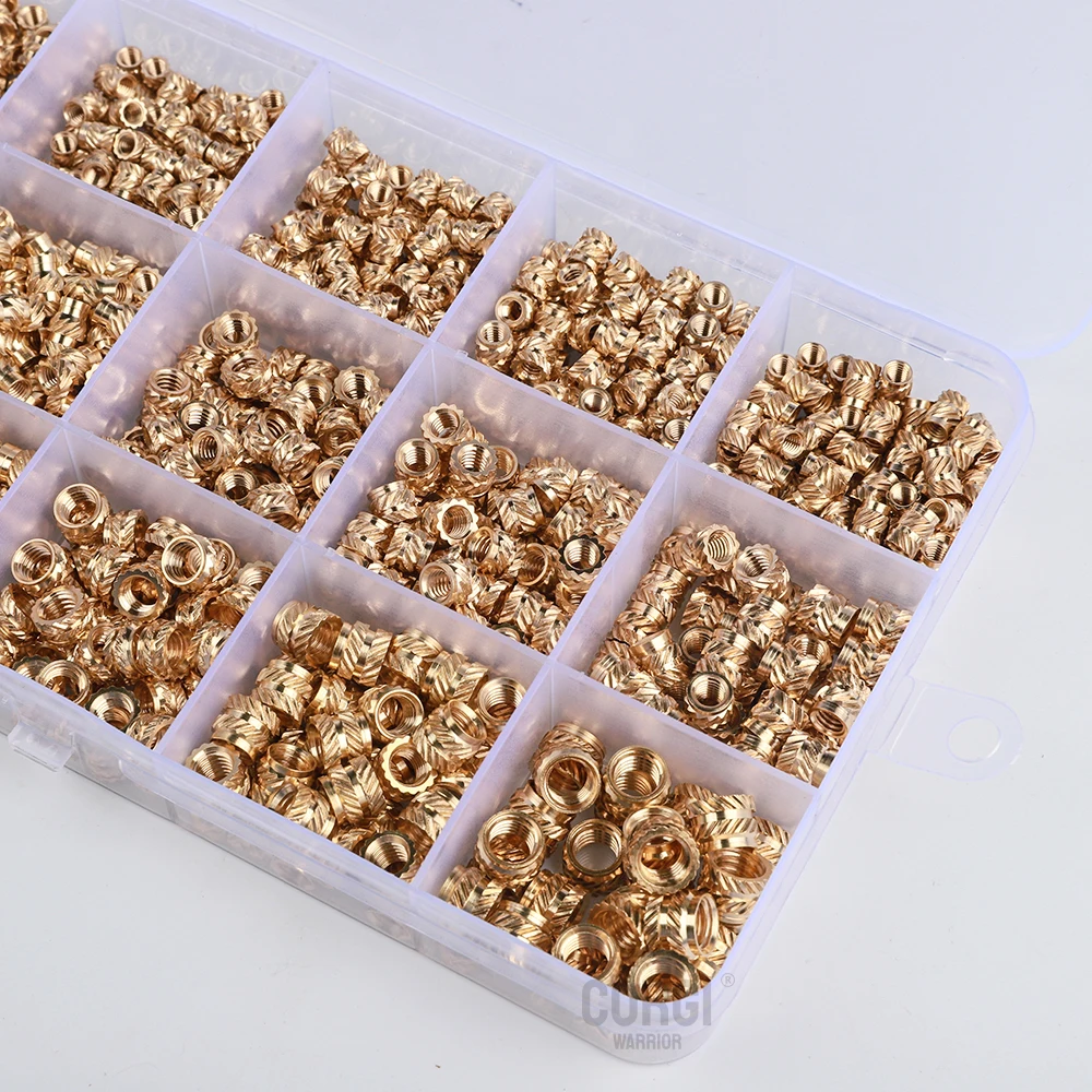 80-1080pcs Female Threaded Brass Insert Nut Assortment Box M2/M2.5/M3/M4/M5/M6/M8 Hot Melt Copper Embedment Nuts Kit Embed Parts