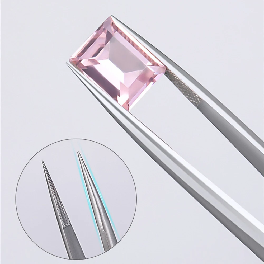 Stainless Steel Tweezers Straight Head Clip Beads No Slip Manicure Tools Sticker Tweezers Non-slip Elbow Clamp Drill