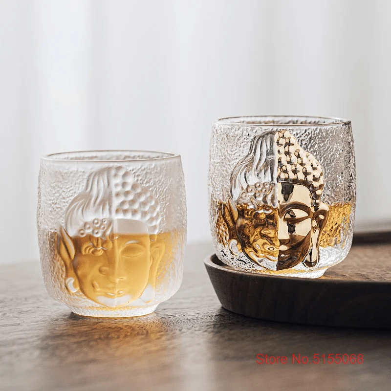 Buddhist Zen Devil Or Buddha 3D Relief Crystal Shot Glass Religion