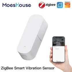 MoesHouse-Sensor de vibración inteligente Zigbee, Notificación por aplicación Tuya Smart Life, alarma de choque de movimiento en tiempo Real, registro de historia