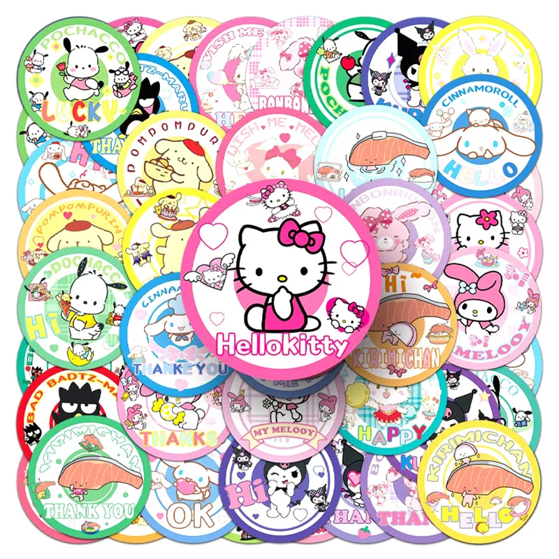 

50 шт. милые наклейки «Моя Мелодия» Kuromi Hello Kitty для детей, для девочек, «сделай сам», канцелярские принадлежности, дневник, милые Мультяшные наклейки Sanrio, наклейки