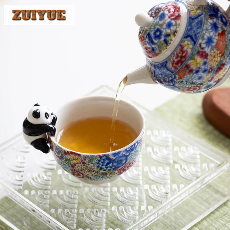 100ml Colour Enamels Blooming Flowers Teacup Antique Tea Bowl Water Jug Tea-tasting Personal Cup Jianzhan Master Cups Tea Items