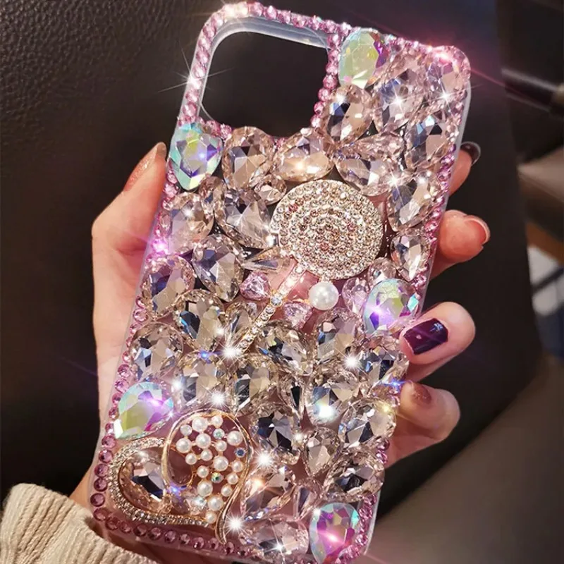 Diamond Bling Flowers Rhinestone Cases for Xiaomi Redmi, Fashion Lollipop Cases, 9A, 9C, Note8, 9Pro, Note10S, Note11 Pro, 12Pro