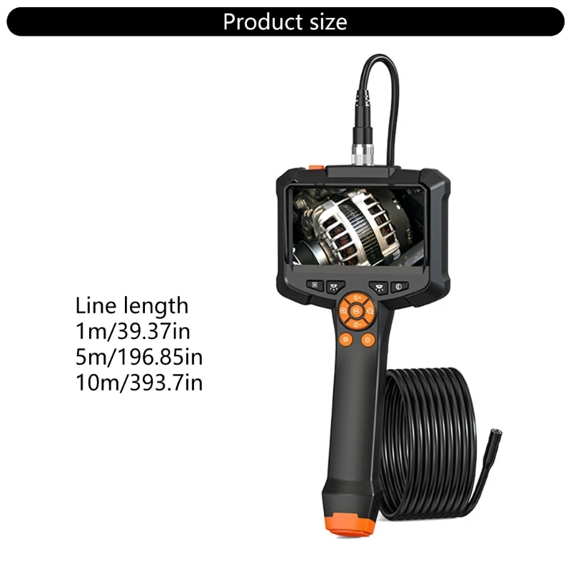 Industrial Endoscope Inspection Camera Waterproof 8mm Borescope Scope Camera with 4.3inch IPS Screen USB C Rechargeable