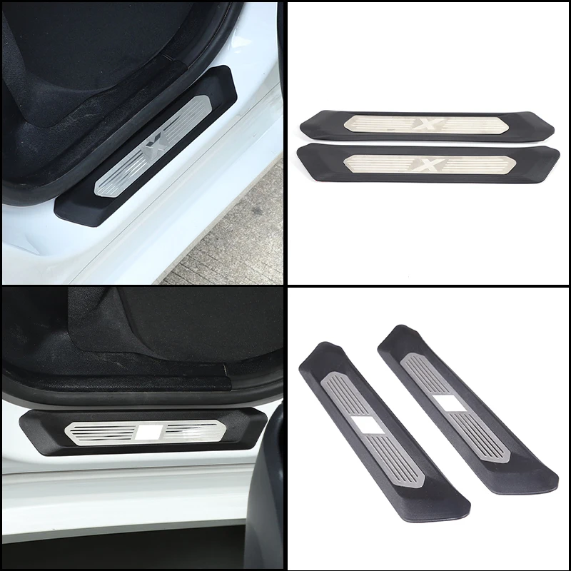 For BMW X3 2018-2024 ABS+Stainless Steel Rear Door Sill Scuff Plate Guard Brushed Metal 2Pcs/Set Left Right Threshold Trim