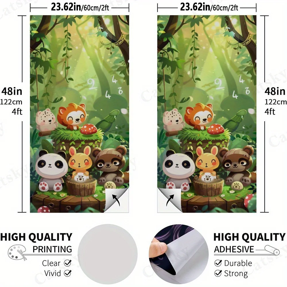 Forest Cute Pets Waterproof Cornhole Board Vinyl Wraps, PVC Outdoor Game Board Design, Perfect for Sports & Leisure Activities,