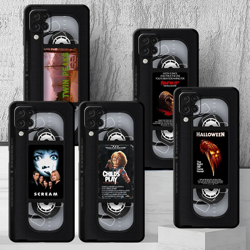 Black Case for Samsung Galaxy A52 A73 5G A33 A12 A53 A22 A13 4G A24 A14 A23 A54 A70 Soft Phone Cover Horror Movie Video