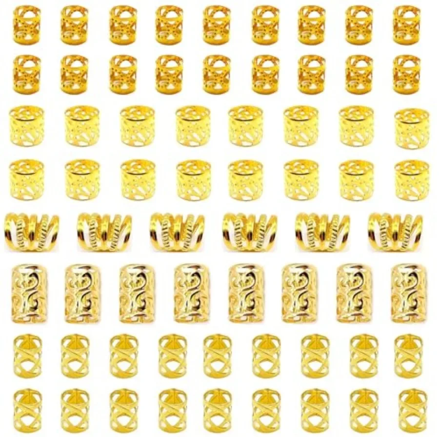 

Gold Hair Jewelry Braid, 100 Pcs Hair Dreadlock Accessory, Metal Gold Braids Rings Cuffs Clips for Dreadlock Accessory Jewelry