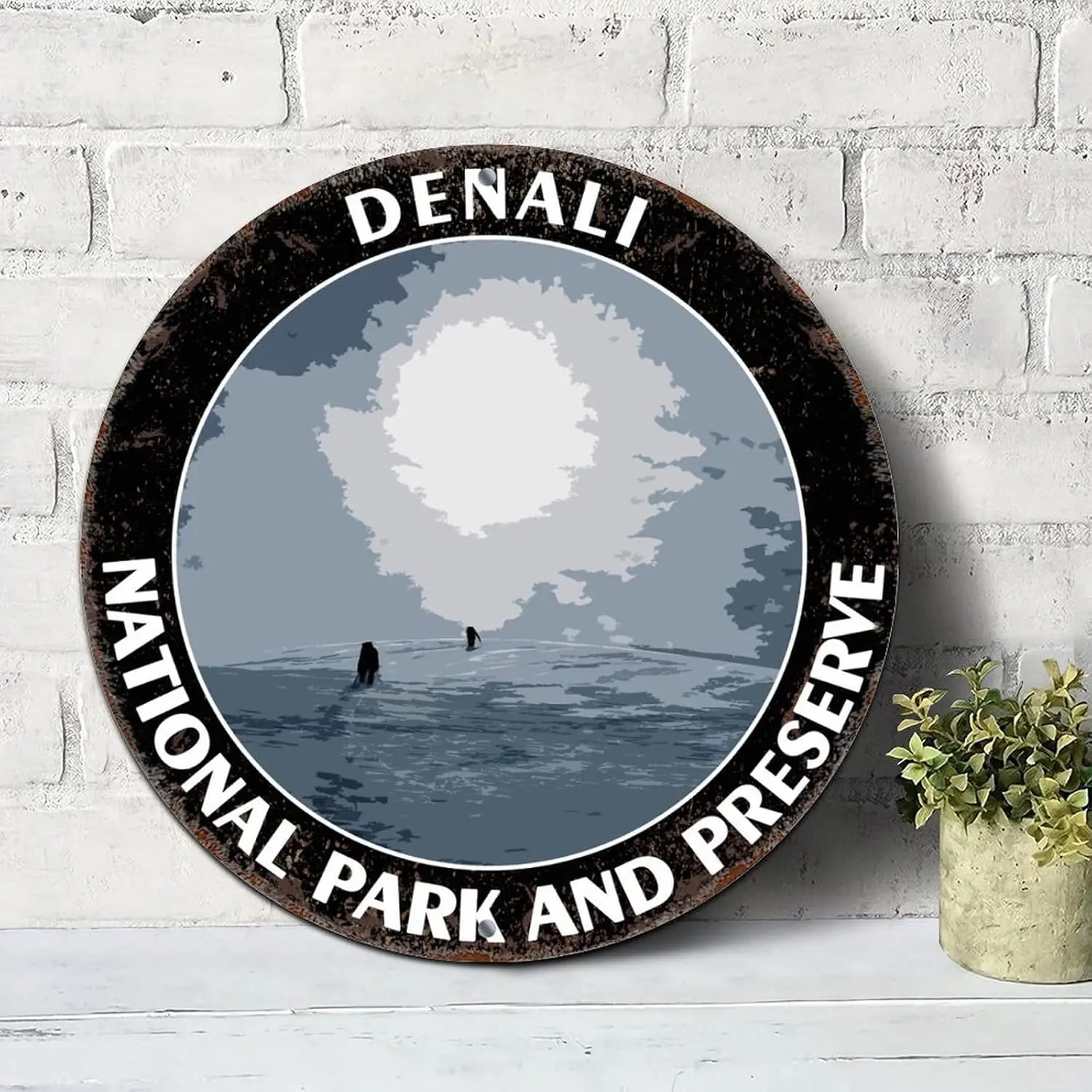 National Parks Signs Denali National Park And Preserve Round Tin Signs Aluminum Metal Signs Wall Art Farmhouse Decorative Wreath