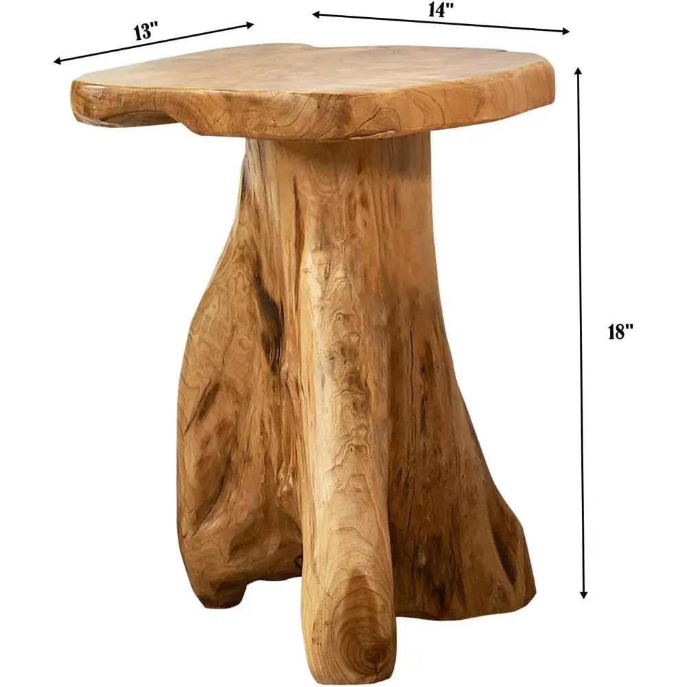 Live Edge Natural Wood Stump Side Table, 14x13x18H, Rustic Plant Stand, Accent Table for Home & Outdoor Decor