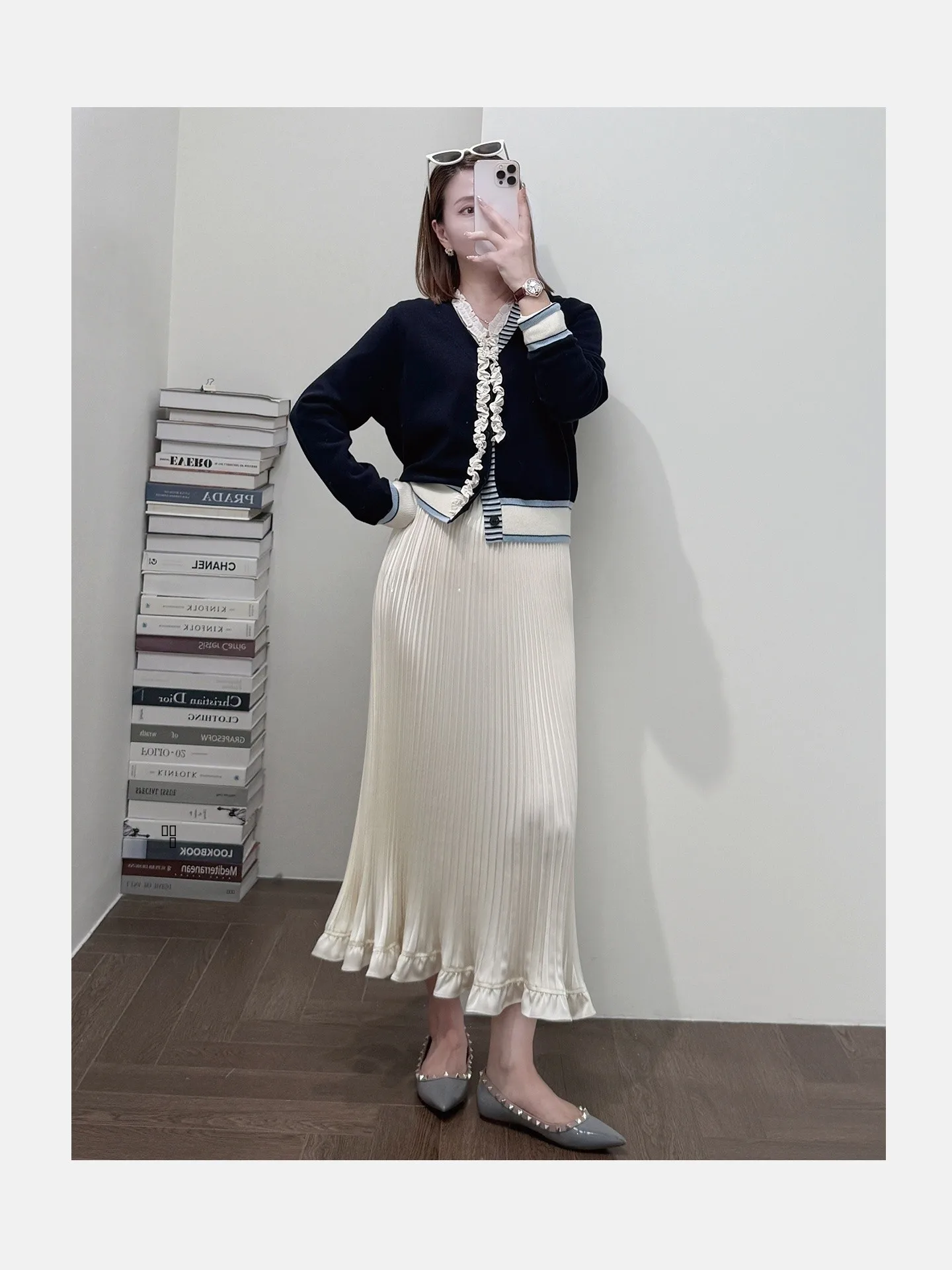 

Ultra-Textured 6-Needle Four-Flat Needle V-Ne Wool Open Cardigan Autumn Winter Top Anti-Ball Design Women's Knitted Sweater