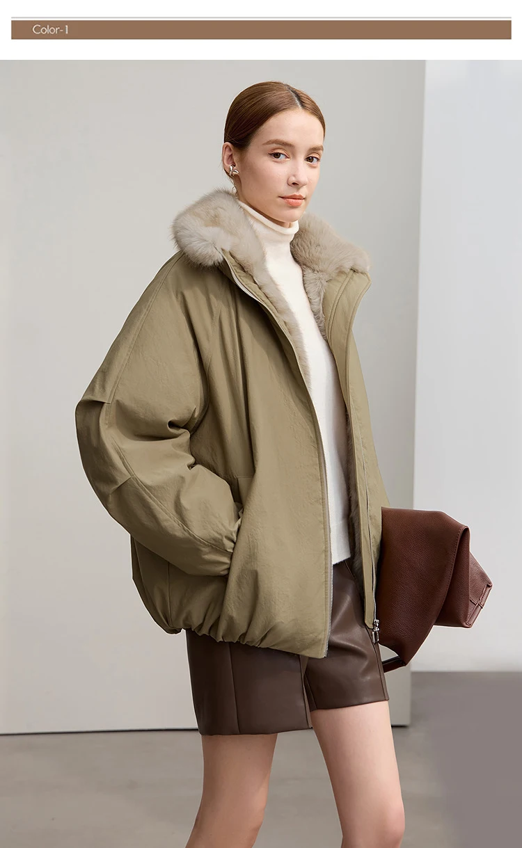 AMII Women's Jacket 2025 Winter New Loose Medium And Long Fur Collar Long Sleeve Zipper Casual Warm Parkas Jacket Woman 12544100