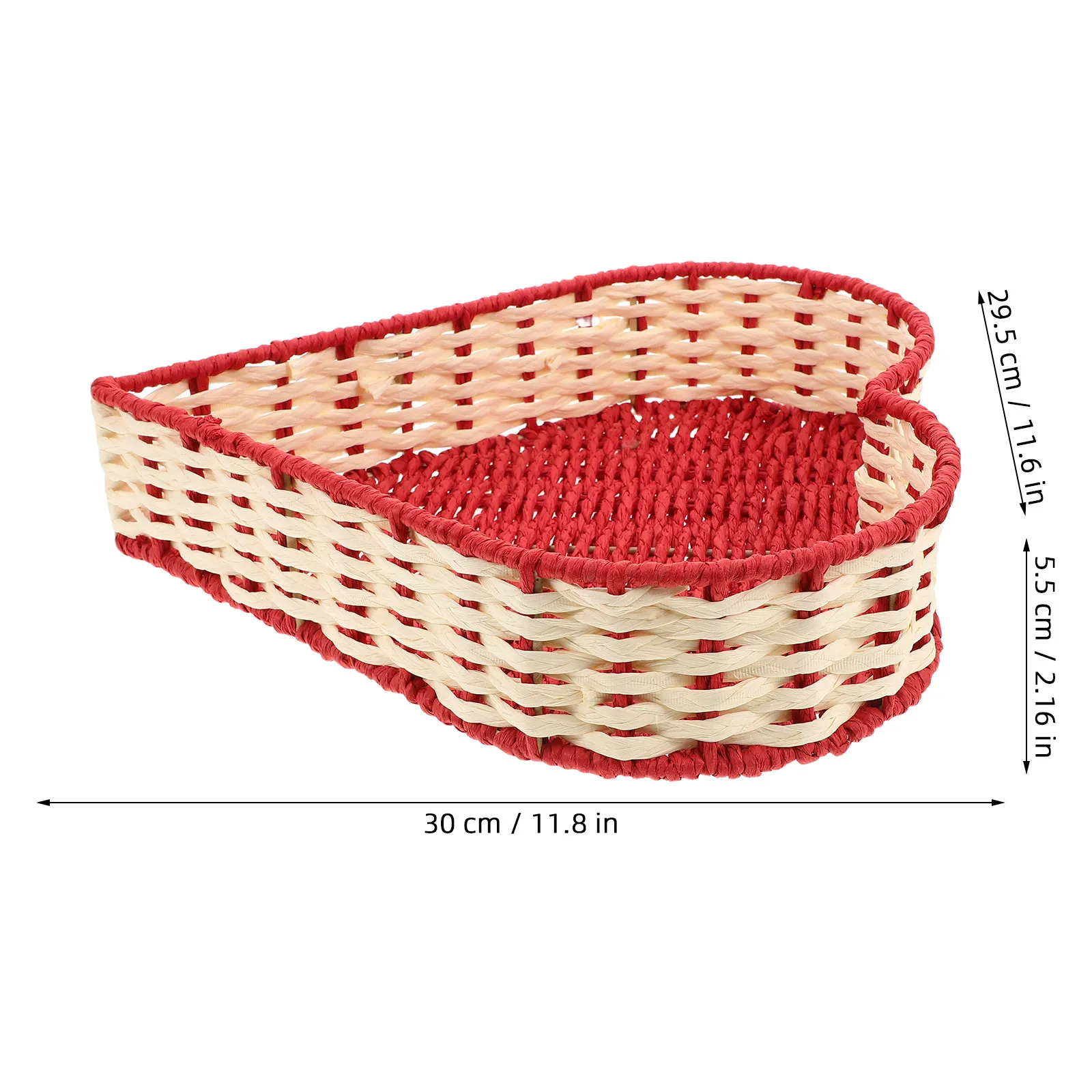 Woven Heart Shape Catchall Tray 11.8x11.8 Handmade Paper Rope Decorative Entryway Basket for Keys Wallet Phone Remote Kitchen