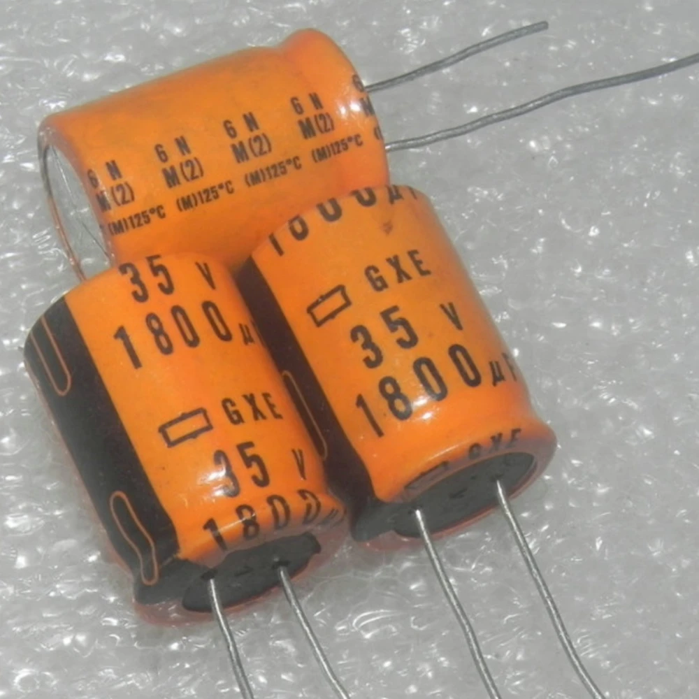 20PCS/LOT  GXE LXZ 35V1800UF 125℃ Orange High-temperature Aluminum Electrolytic Capacitor