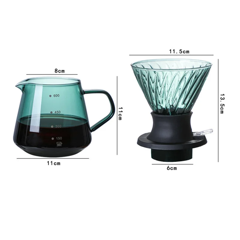 600ML Immersion Dripper Switch Glass for V60 Pour over Coffee Maker V Shape Drip Coffee Dripper and Filters Transparent