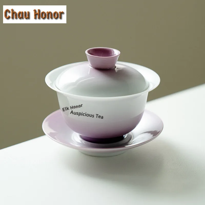 

160 мл градиентная фиолетовая керамическая чайная варенья Gaiwan Boutique, чайная чаша с крышкой, комплект чайника, крышка, чаша, коллекция украшений для кафе