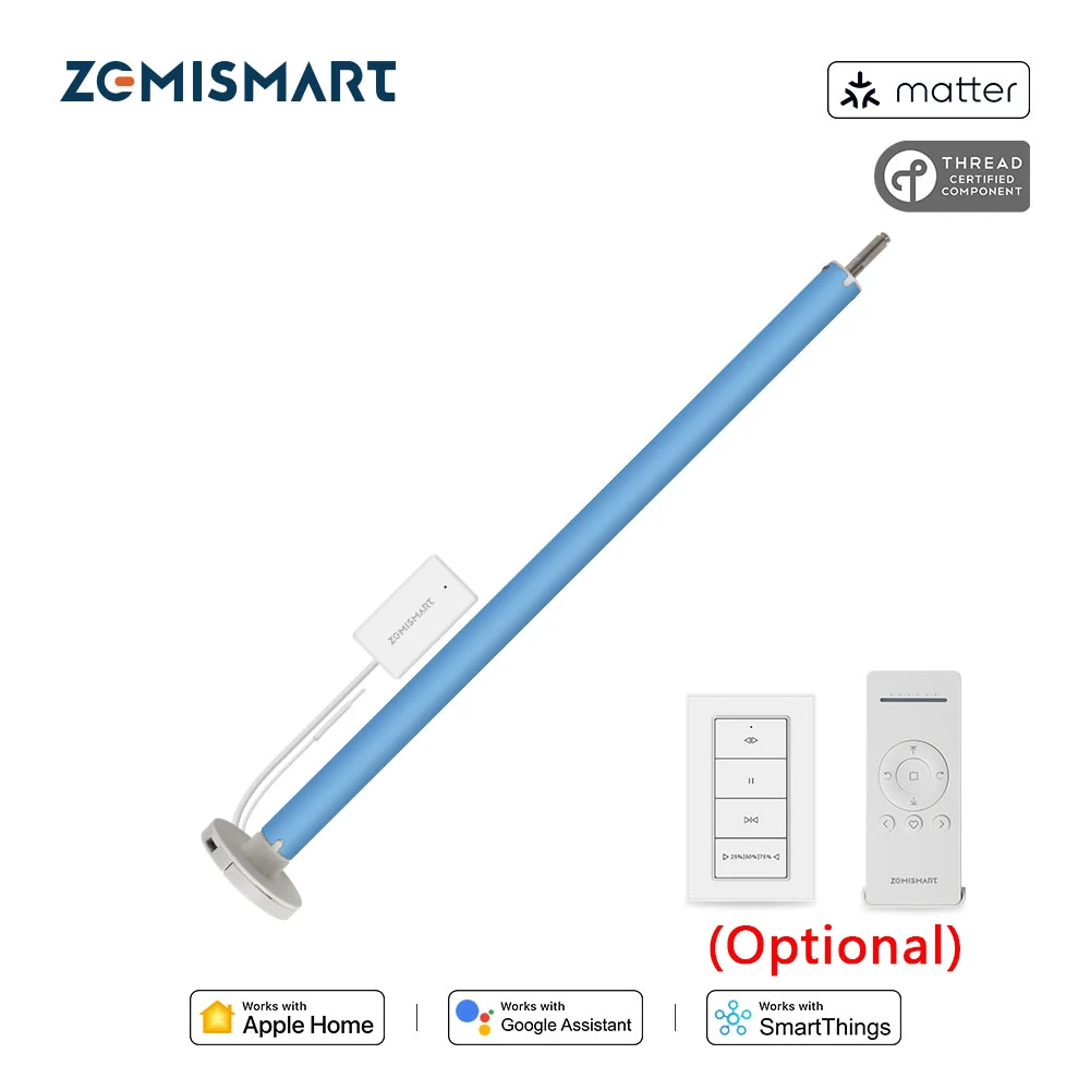 Zemismart Matter Thread Smart Roller Shade Motor Перезаряжаемый слепой двигатель для 20 28 мм Homekit Google Home SmartThing Управление через приложение