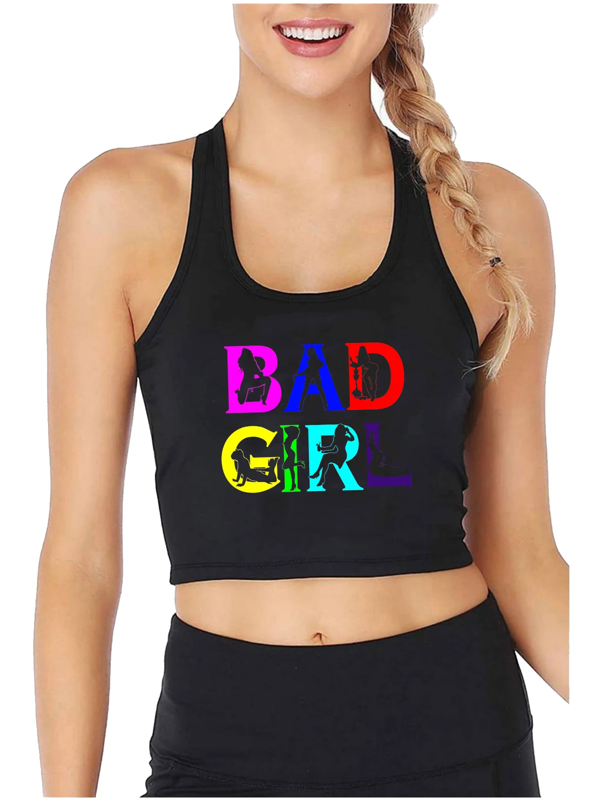 Bad Girl Design Sexy Slim Fit Crop Top Hotwife Humorous Fun Flirting Tank Tops Swinger Naughty Submissive Training Camisole