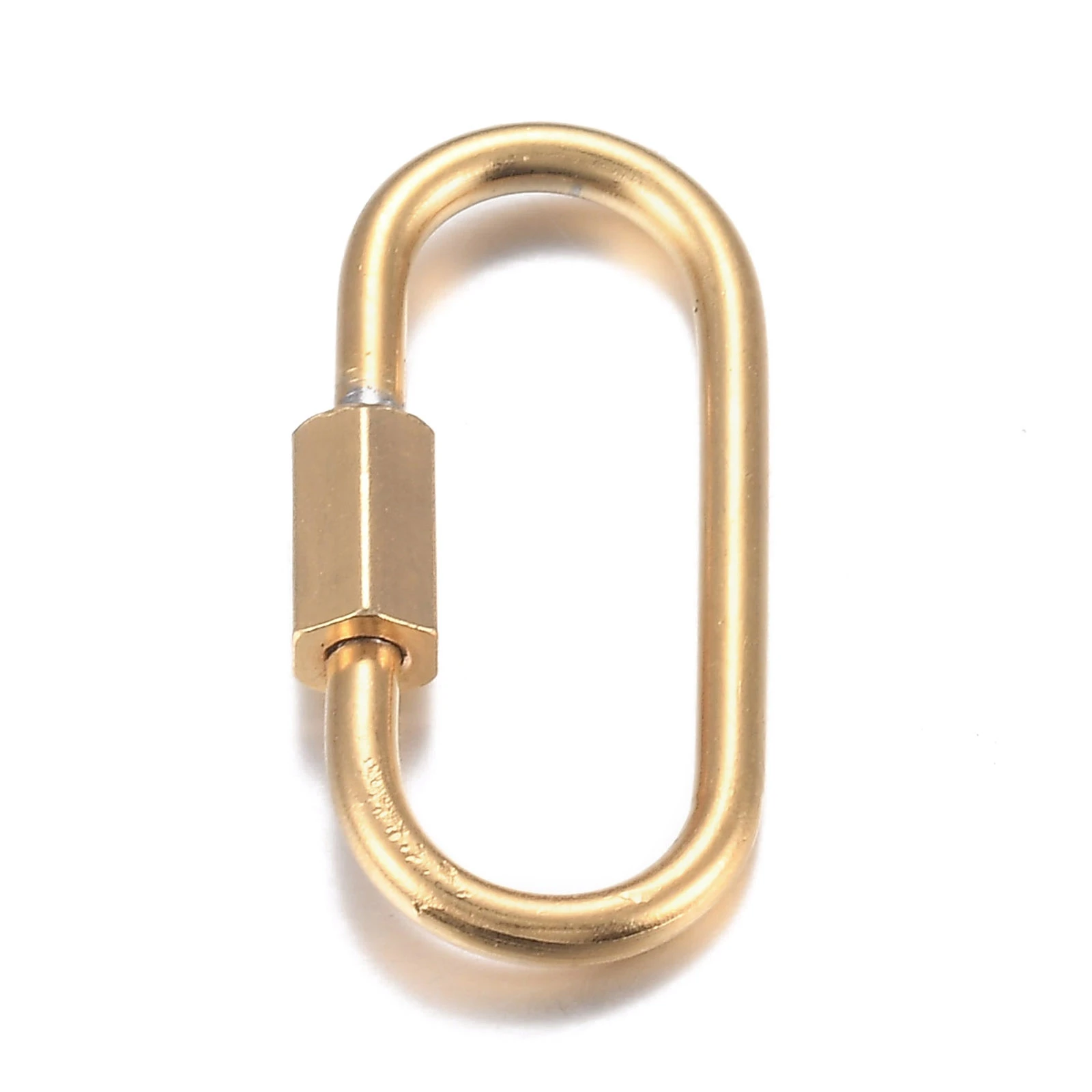 

10pcs Golden Color 304 Stainless Steel Screw Carabiner Lock Charms for Diy Necklaces Making Accessories 21x11x4mm