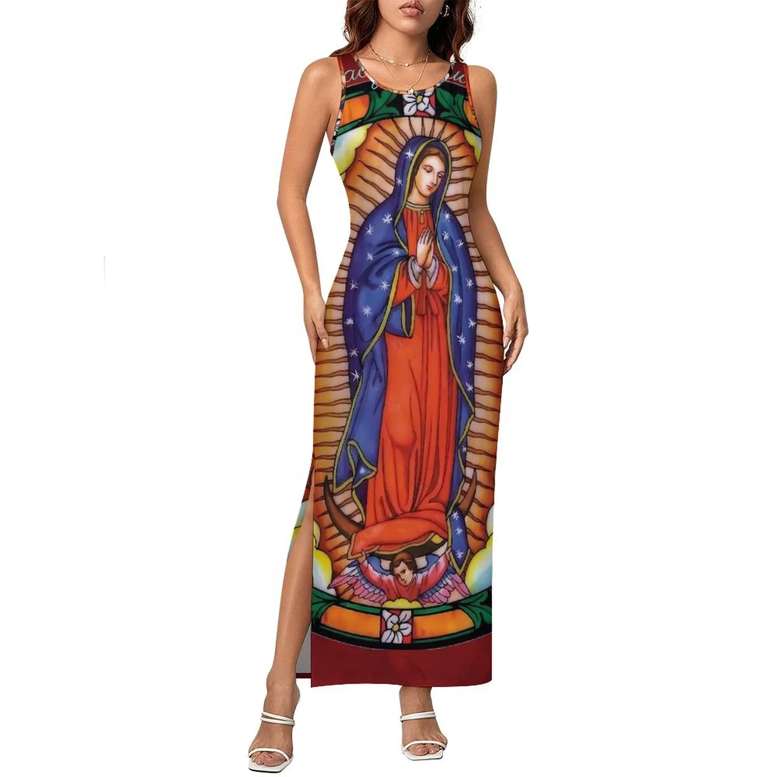 Our Lady of Guadalupe Dress Sleeveless Virgin Mary Aesthetic Maxi Dresses Kawaii Bodycon Dress Women Design Oversize Clothes