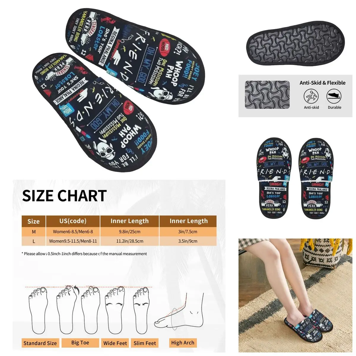 

Colorful Pair Best Friends TV Show Men Women Furry slippers,Cosy Color printing special Home slippers,Neutral slippers