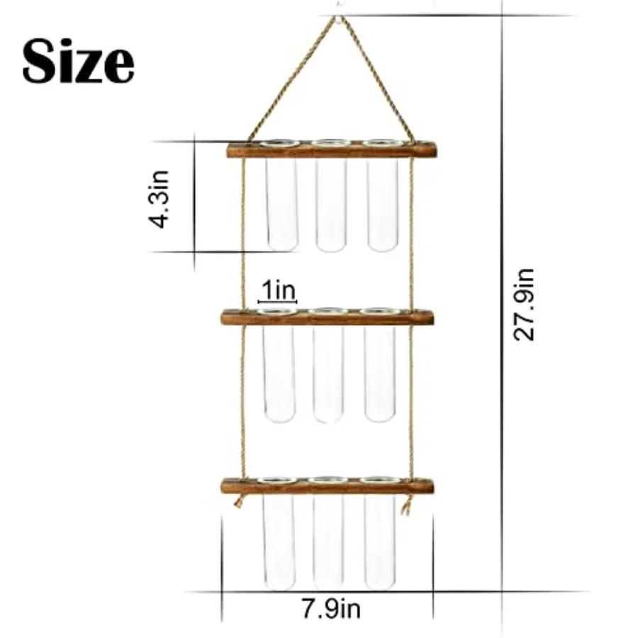 Wall Hanging Propagation Station with Wooden Stand Glass Test s Tiered Planters Wall Terrarium for Home Office Plant Hanger Flo