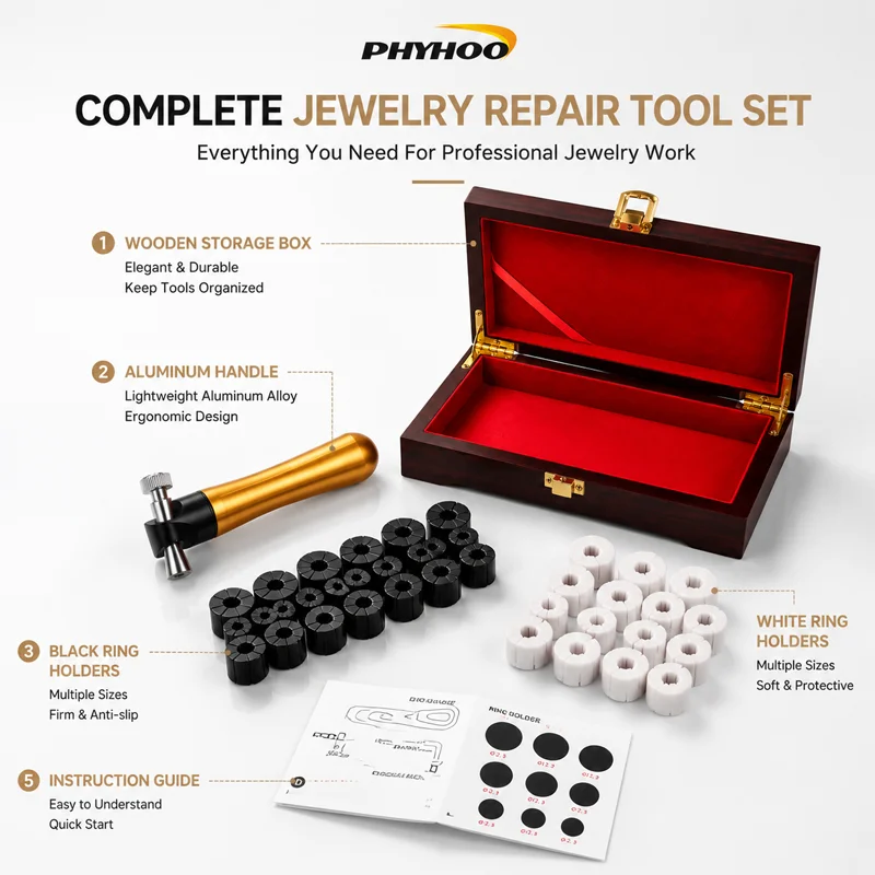 PHYHOO Professional Ring Holdi - Ring Clamp Wood Jewelry Setting Tool 评论和价格